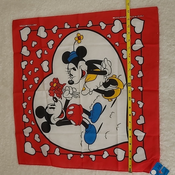 Vintg 80s Disney Bandana Scarf Woronowicz S River NJ RN16463 Mickey Mouse Hearts - Picture 4 of 8